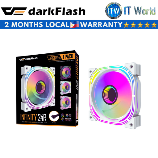 [INFINITY 24R SINGLE FAN WHITE] darkFlash Infinity 24R A-RGB Reverse Blade Cooling Single Fan (White)