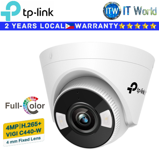 [VIGI C440-W] TP-Link Camera Vigi C440-W 4MP High Definition Full Color WiFi Turret Network 4mm Fixed Lens