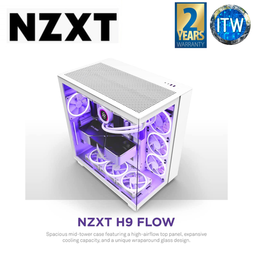 [CM-H91FW-01] NZXT H9 Flow Dual-Chamber Mid-Tower Airflow PC Case (White)