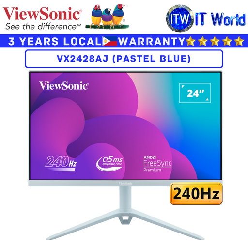 [VX2428AJ-BL] Viewsonic Gaming Monitor VX2428AJ 24" 1920x080 FHD / 240Hz / IPS / 0.5ms MPRT Pastel Blue (VX2428AJ-BL)