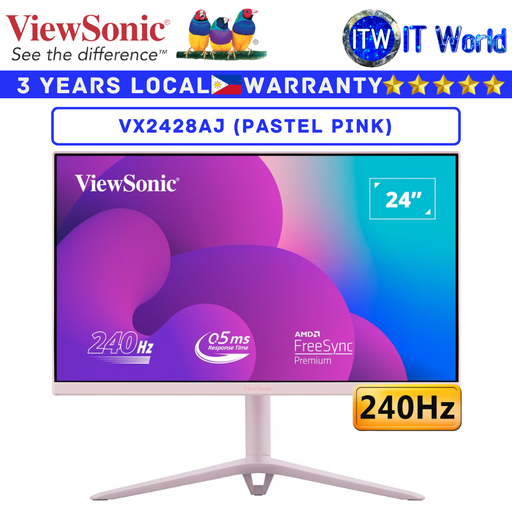 [VX2428AJ-PK] Viewsonic Gaming Monitor VX2428AJ 24" 1920x1080 FHD / 240Hz / IPS / 0.5ms MPRT Pastel Pink (VX2428AJ-PK)