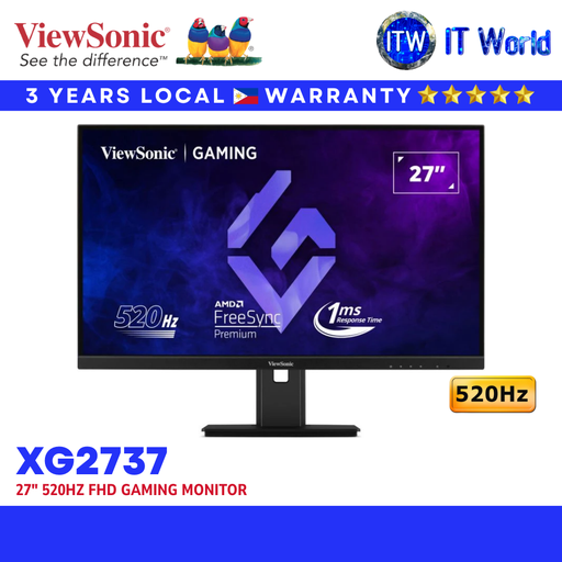 [XG2737] Viewsonic Gaming Monitor XG2737 27" 1920x1080 FHD / 520Hz / IPS / 1ms GTG / Flicker-free