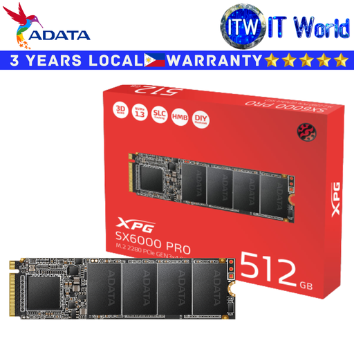 [AD-ASX6000PNP-512GT-C] ADATA 512GB SSD XPG SX6000 Pro M.2 2280 PCIe Gen3x4 Internal (AD-ASX6000PNP-512GT-C) (512MB)