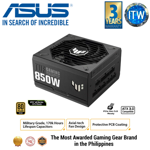 [TUF-GAMING-850G] ASUS TUF Gaming 850W 80+ Gold ATX12V Full Modular Power Supply Unit