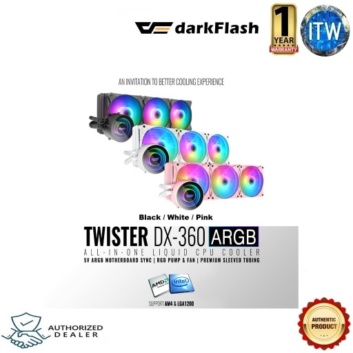 [dx360 v2.6 WHITE] Darkflash Twister DX-360 V2.6 Liquid CPU Cooler (Black and White) (White)