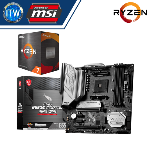 [AMD Ryzen 7 5800X / MSI MAG B550M MORTAR MAX WIFI] ITW | AMD Ryzen 7 5800X Desktop Processor with MSI MAG B550M Mortar Max WiFi Motherboard Bundle