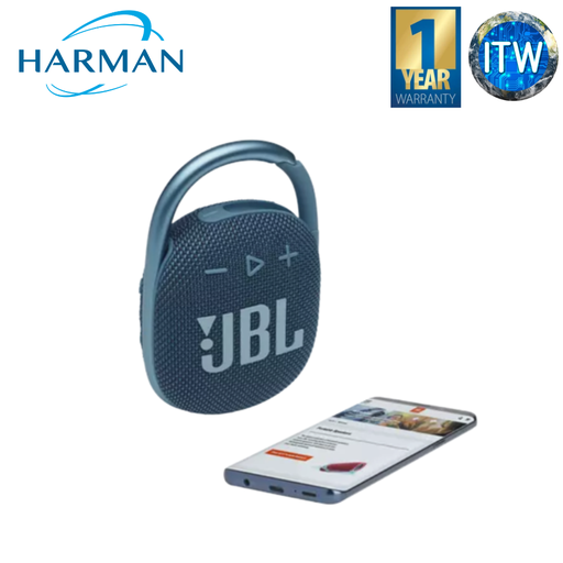 [HARMAN JBL CLIP 4 BLUE] JBL Clip 4 Ultra-Portable Waterproof Speaker (Blue) (Blue)