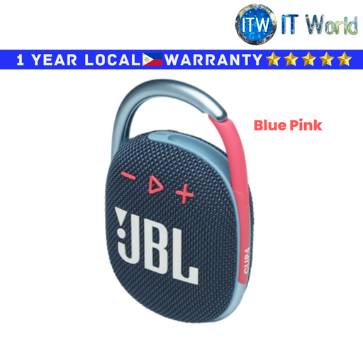 [HARMAN JBL CLIP 4 BLUE PINK] JBL Clip 4 Ultra-Portable Waterproof Speaker (Blue/Pink) (Blue Pink)