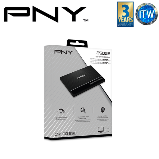 [SSD7CS900-250-RB 250GB] PNY CS900 3D NAND 2.5&quot; SATA III Internal SSD (250GB/500GB/1TB) (250GB)