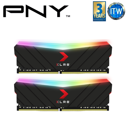 [MD16GK2D4320016XRGB] PNY DDR4 RAM 16GB (2x8GB) 3200Mhz XLR8 Gaming EPIC-X RGB Desktop Memory (Black) (Black)