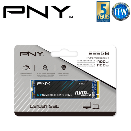 [M280CS1031-256-CL] ITW | PNY CS1031 M.2 2280 NVMe Gen3x4 Internal SSD (250GB/500GB/1TB) (M280CS1031-256-CL)