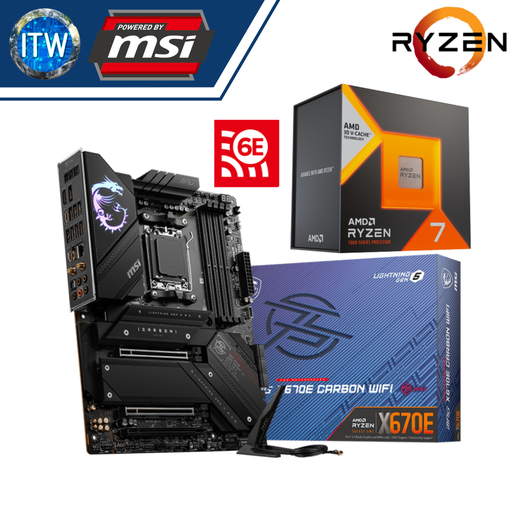 [911-7D70-001/Ryzen 7 7800X3D] ITW | AMD Ryzen 7 7800X3D Desktop Processor with MSI MPG X670E Carbon WiFi Motherboard Bundle