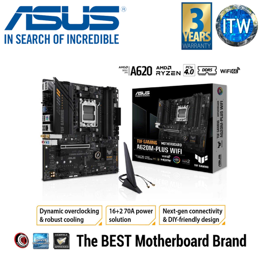 [A620M-PLUS WIFI] ASUS TUF Gaming A620M-Plus WiFi microATX AM5 DDR5 Motherboard