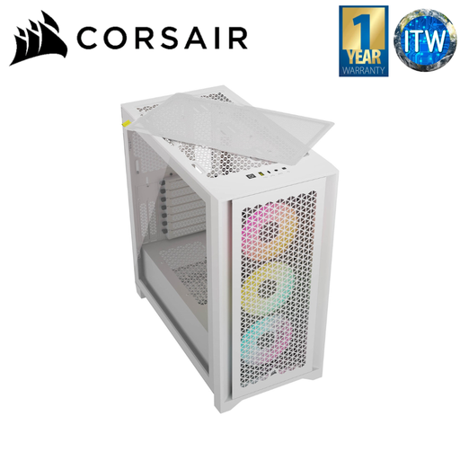 [CC-9011241-WW] ITW | Corsair iCUE 4000D RGB Airflow Mid-Tower Tempered Glass PC Case (Black/True White) (True White)