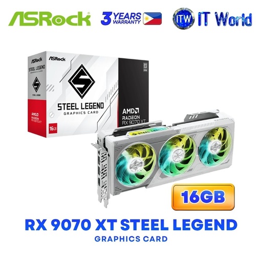 [RX9070XT SL 16G] ASRock AMD Radeon RX 9070 XT Steel Legend 16GB GDDR6 Triple Fans Graphics Card RX9070XT SL 16G