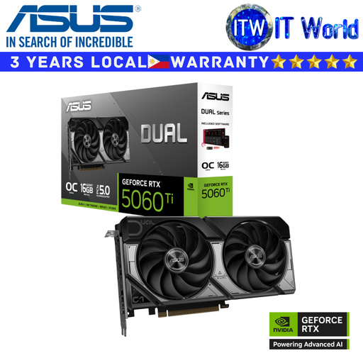 [DUAL-RTX5060TI-O16G] ASUS RTX 5060 Ti OC 16GB GDDR7 Dual Geforce Graphic Card (DUAL-RTX5060TI-O16G)