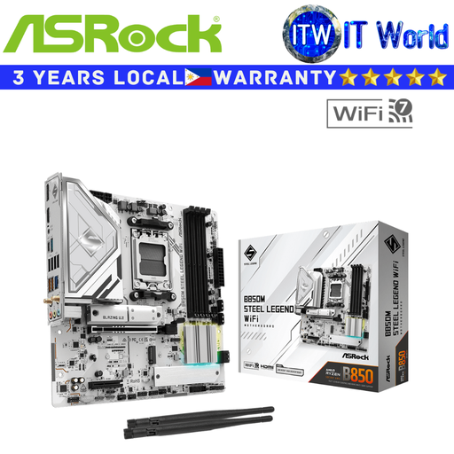 [B850M STEEL LEGEND WIFI] AsRock Motherboard B850M Steel legend WIFI Micro-ATX AM5 DDR5