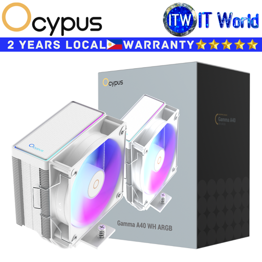 [Gamma-A40-WH1AAWN00X-GL] Ocypus CPU Cooler Fan Gamma A40 ARGB Hydraulic Bearing High Performance Fan (White)