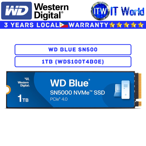 [WDS100T4B0E] Itw | Western Digital 500GB/1TB M 2 NVMe SSD M2 NVMe SSD WD Blue SN500 NVMe M.2 2280 Internal