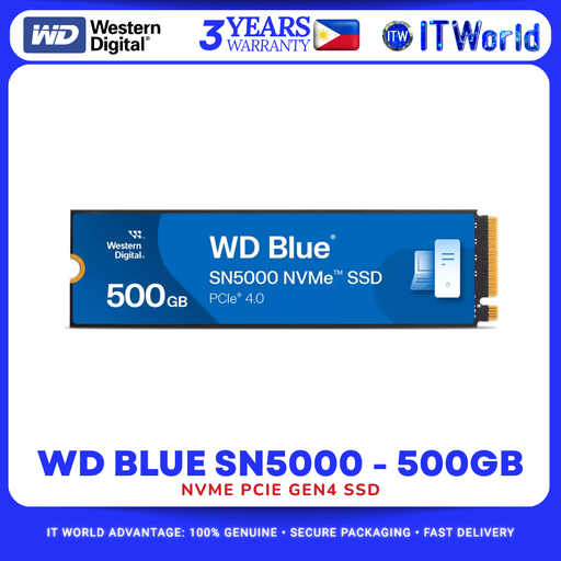 [WDS500G4B0E] Western Digital WD Blue SN5000 500GB – NVMe PCIe Gen4 Desktop/Laptop SSD 
