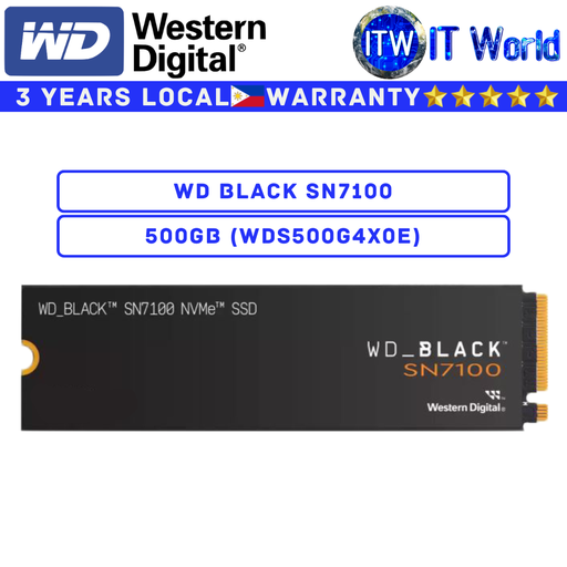 [WDS500G4X0E] Western Digital WD Black SN7100 500GB NVMe M.2 Internal SSD PCIe Gen 4 High Speed Solid State Drive for Laptop & Desktop