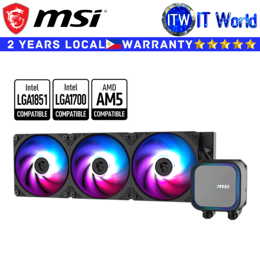 [MAG CORELIQUID A13 360] MSI CPU Cooler Fan MAG Coreliquid A13 360 Liquid Cooling 360mm Rifle Bearing (Black)