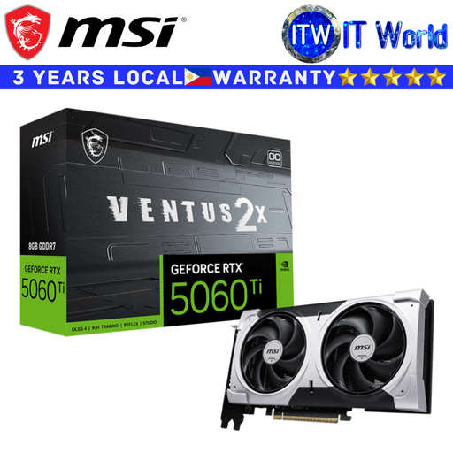 [GEFORCE RTX 5060 TI 8G VENTUS 2X OC PLUS] MSI GEFORCE RTX 5060 TI 8G VENTUS 2X OC PLUS (B3904640T)
