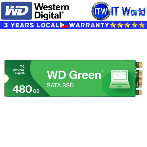 [WDS480G3G0B-00BJF0] Western Digital WD Green 480GB M.2 SATA Internal SSD for Laptop & Desktop WDS480G3G0B-00BJF0 itw