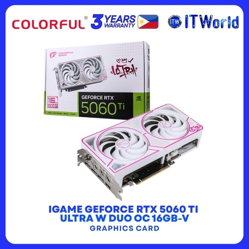 [IGAME GEFORCE RTX 5060 TI ULTRA W DUO OC 16GB-V] Colorful iGame GeForce RTX 5060 Ti Ultra W Duo OC 16GB-V GDDR7 Dual Fans Graphics Card