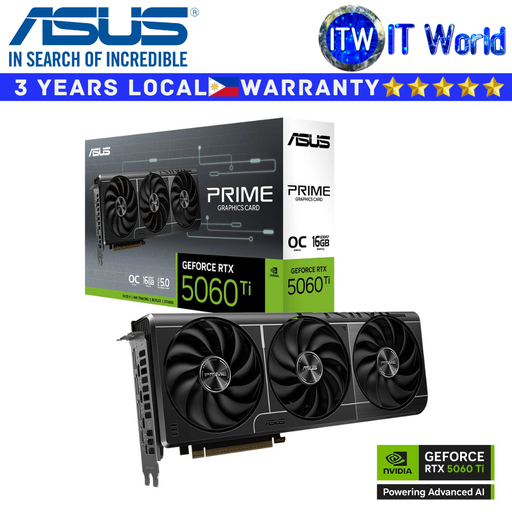 [PRIME-RTX5060TI-O16G] Itw | ASUS RTX 5060 Ti OC 16GB GDDR7 Prime GeForce Graphic Card (PRIME-RTX5060TI-O16G)
