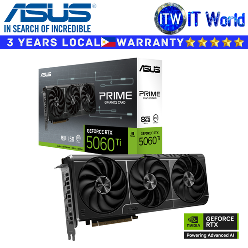 [PRIME-RTX5060TI-8G] Itw | ASUS RTX 5060 Ti 8GB GDDR7 Prime GeForce Graphic Card (PRIME-RTX5060TI-8G)