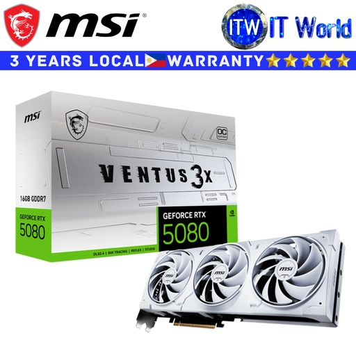 [GEFORCE RTX 5080 16G VENTUS 3X OC WHITE] MSI RTX 5080 16GB GDDR7 VENTUS 3X OC White Geforce Graphic Card
