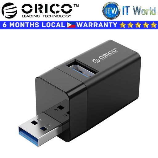 [MINI-U32L-BK-BP] Itw | Orico USB Hub Mini 3-in-1 Black (MINI-U32L-BK-BP)