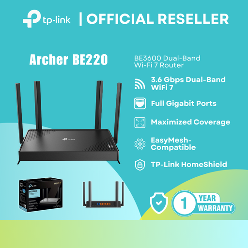 [Archer BE220] TP-Link Archer BE220 BE3600 Dual-Band Gigabit WiFi 7 Router | itw