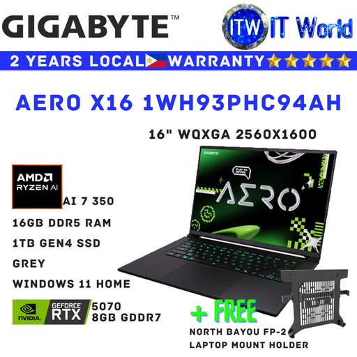 [GIGABYTE AERO X16 1WH93PHC94AH] Gigabyte Aero X16 1WH93PHC94AH AMD Ryzen AI 7 350 / 16GB RAM / 1TB SSD / RTX 5070 Laptop ITWorld