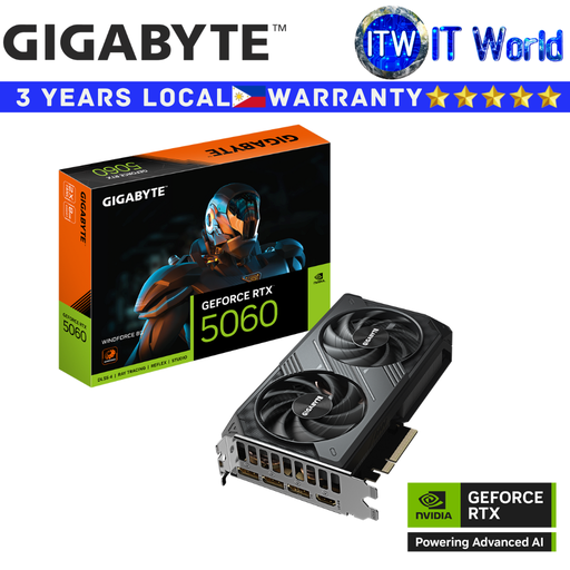 [GV-N5060WF2-8GD] Itw | Gigabyte RTX 5060 8GB GDDR7 WINDFORCE Geforce Graphic Card (GV-N5060WF2-8GD)