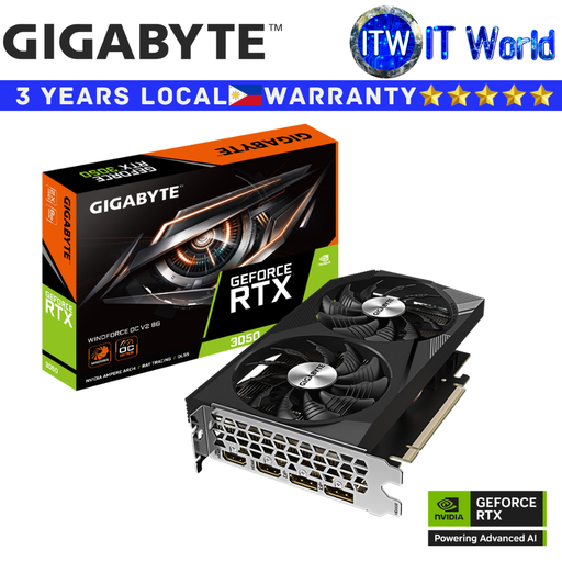 [GV-N3050WF2OCV2-8GD] Gigabyte RTX 3050 8GB GDDR6 OC WINDFORCE V2 Geforce Graphic Card