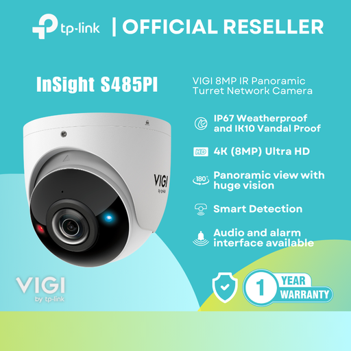 [InSight S485PI] TP-Link InSight S485PI VIGI | 8MP IR Panoramic Turret Security Camera / 4K HD / Smart AI | itw