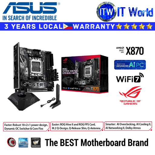 [ROG STRIX X870-I GAMING WIFI] ASUS Motherboard ROG Strix X870-I Gaming Wifi mini-ITX AM5 DDR5