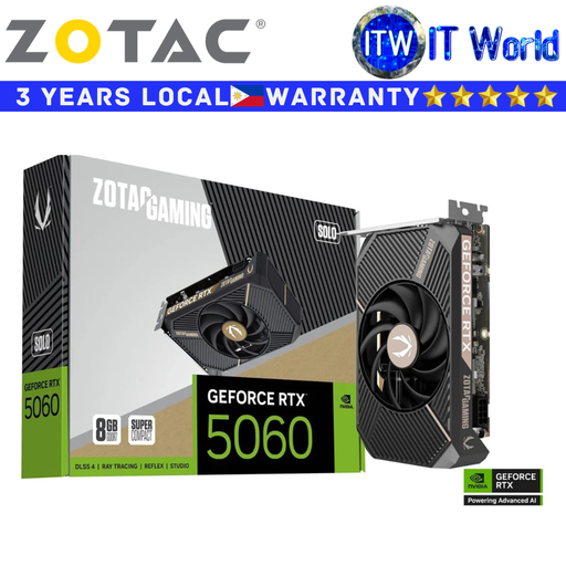 [ZT-B50600G-10L] Zotac RTX 5060 8GB GDDR7 SOLO Gaming Geforce Graphic Card (ZT-B50600G-10L)