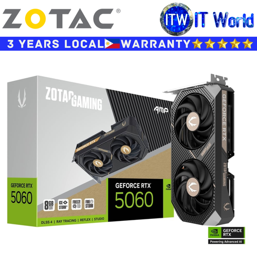[ZT-B50600F-10M] Zotac RTX 5060 8GB GDDR7 AMP Gaming Geforce Graphic Card (ZT-B50600F-10M)