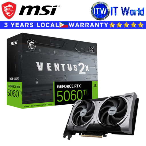 [GEFORCE RTX 5060TI 16G VENTUS 2X PLUS] MSI RTX 5060 Ti 16GB GDDR7 VENTUS 2X PLUS Geforce Graphic Card