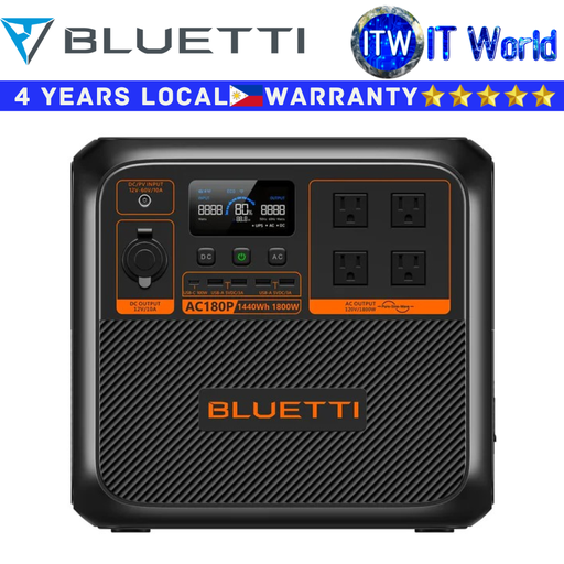 [AC180P] Itw | Bluetti Portable Power Station AC180P 1440Wh Solar 1800W AC Output / 2700W Power Lifting Mode