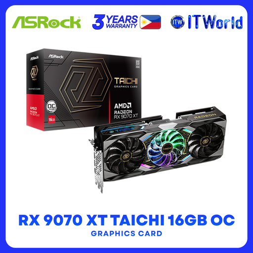 [RX9070XT TC 16GO] AsRock AMD  RX 9070 XT Radeon 16GB Taichi OC Graphics Card (90-GA5HZZ-00UANF)