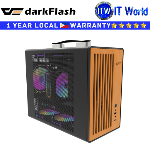 [DF CASE (WD200) M-ATX (BLACK)] Itw | Darkflash WD200 M-ATX Wood Edition Copmuter PC Case (Black | White)
