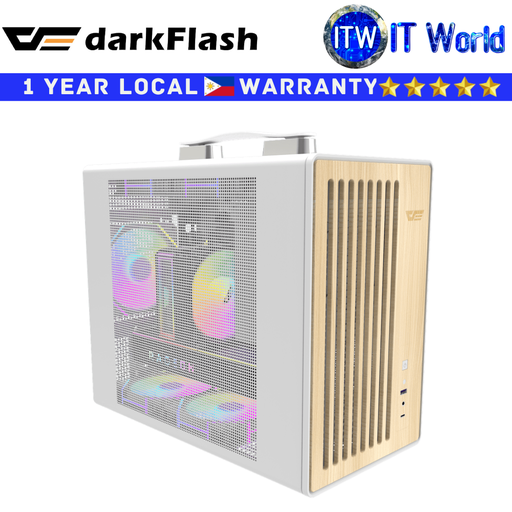 [DF CASE (WD200) M-ATX (WHITE)] Itw | Darkflash WD200 M-ATX Wood Edition Copmuter PC Case (Black | White)