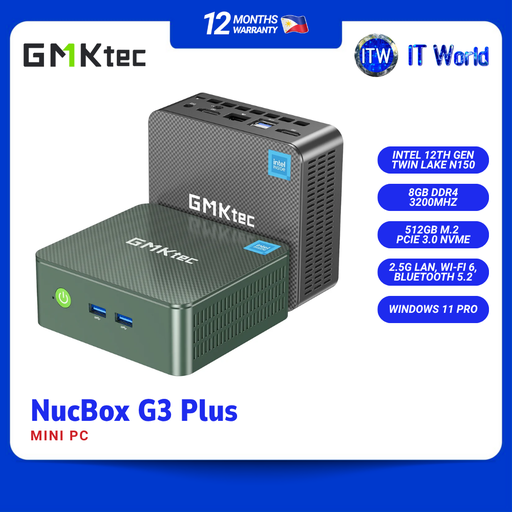 [GMK-G3-N150/8/512/BK] GMKtec NucBox G3 Plus Intel 12th N150 8GB DDR4 512GB NVMe PCIe 3.0 Mini PC Windows 11 Pro itw