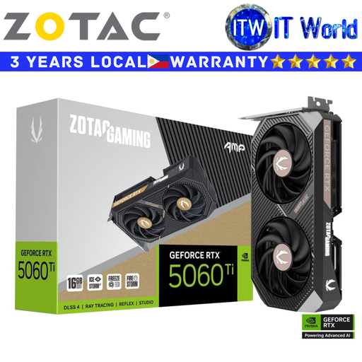 [ZT-B50620F-10M] Zotac RTX 5060 Ti 16GB GDDR7 AMP Gaming Geforce Graphic Card (ZT-B50620F-10M)