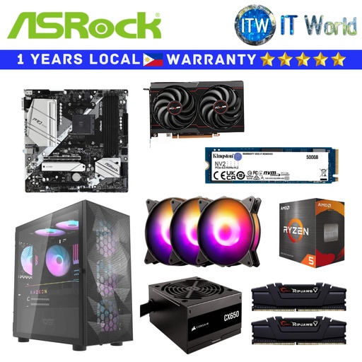[Ceasefire Build] PC Desktop Computer Build AsRock Ceasefire Build 5 5500 B550M Pro4 microATX 650W 16GB RAM 500GB SSD
