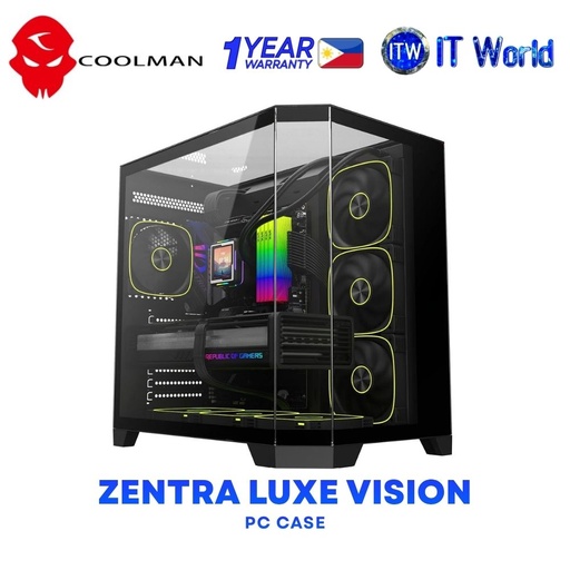 [COOLMAN ZENTRA LUXE VISION BLK] Coolman Zentra Luxe Vision ATX Tempered Glass PC Case - Black